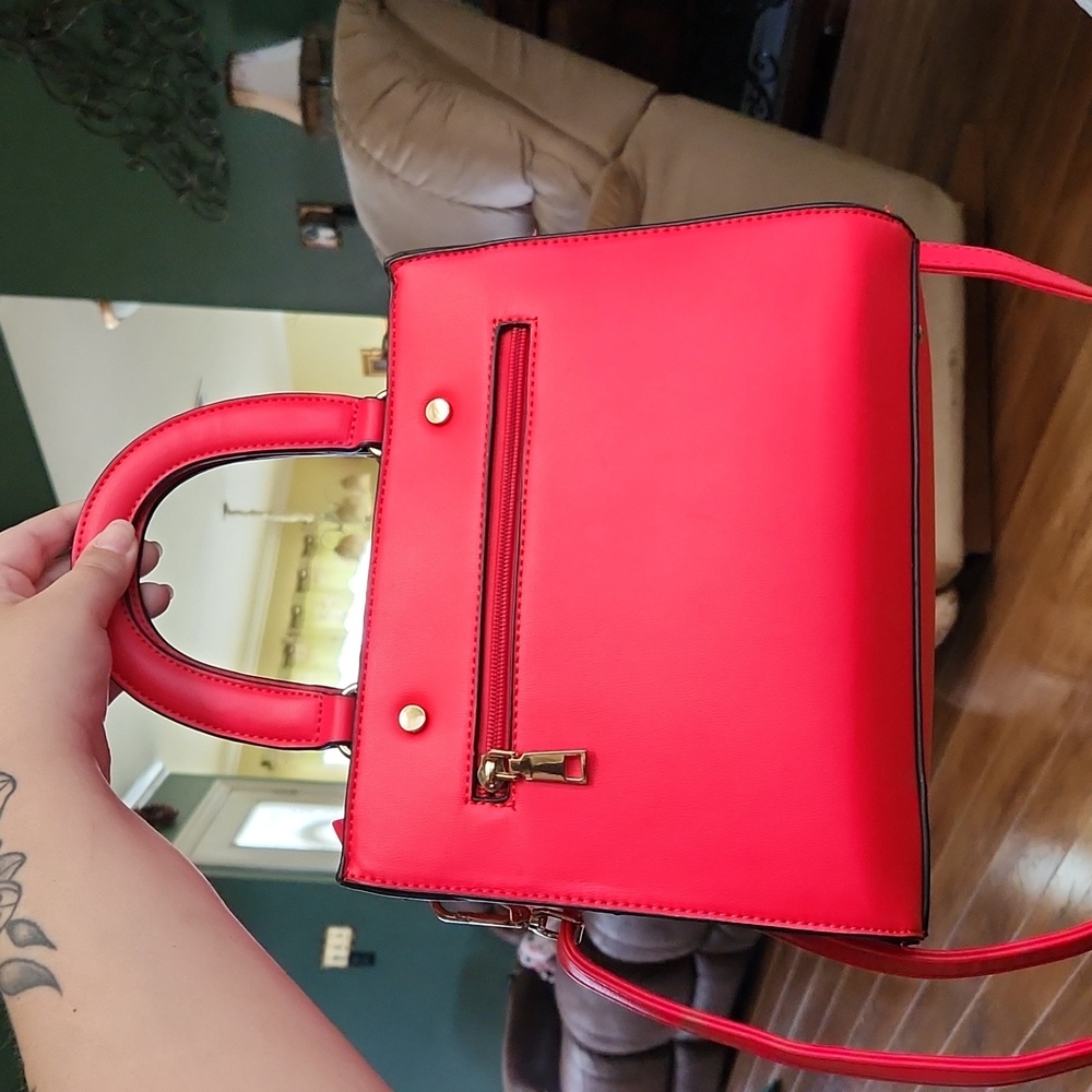 Bright Reddish Orange Leather Purse